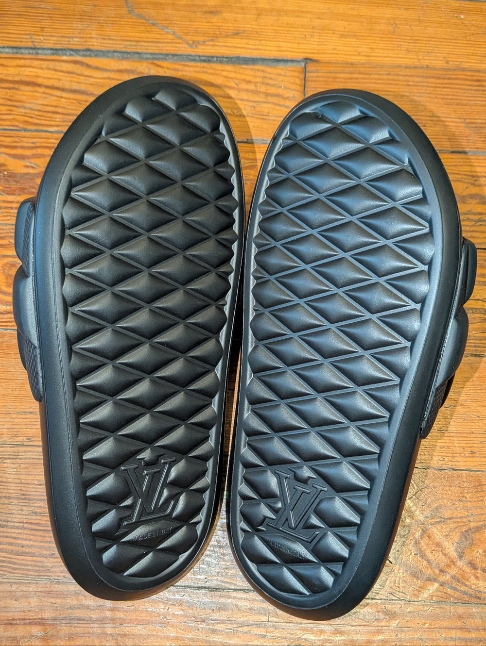 AUTHENTIC Louis Vuitton Black Damier Checker Slide Sandals - Picture 2 of 5